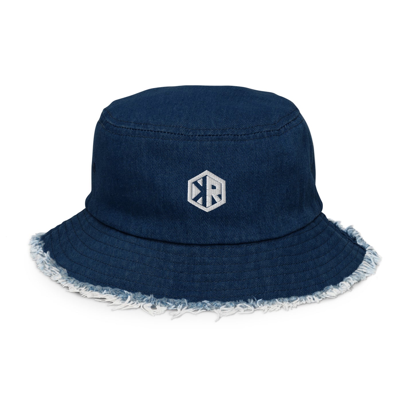 Distressed denim bucket hat