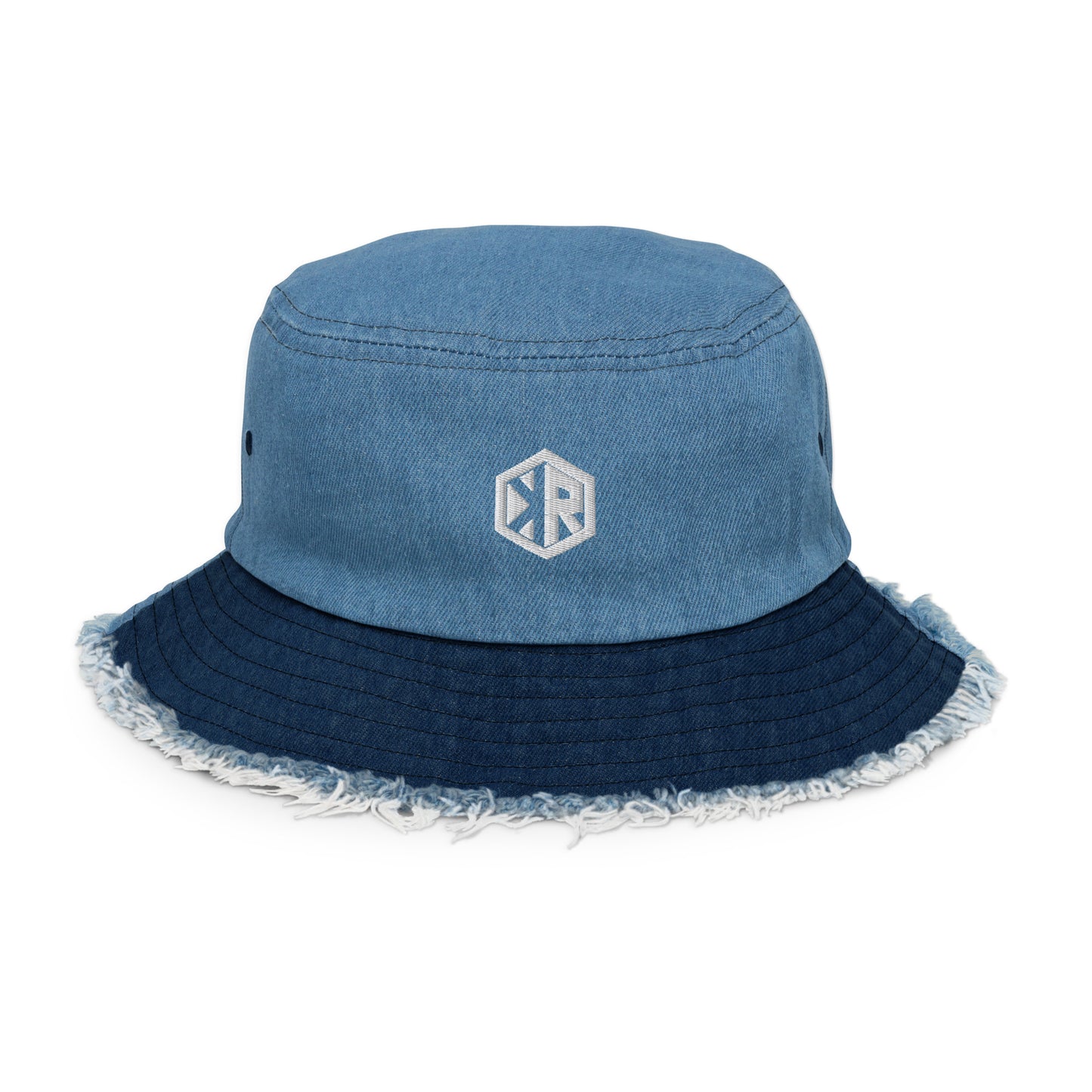 Distressed denim bucket hat