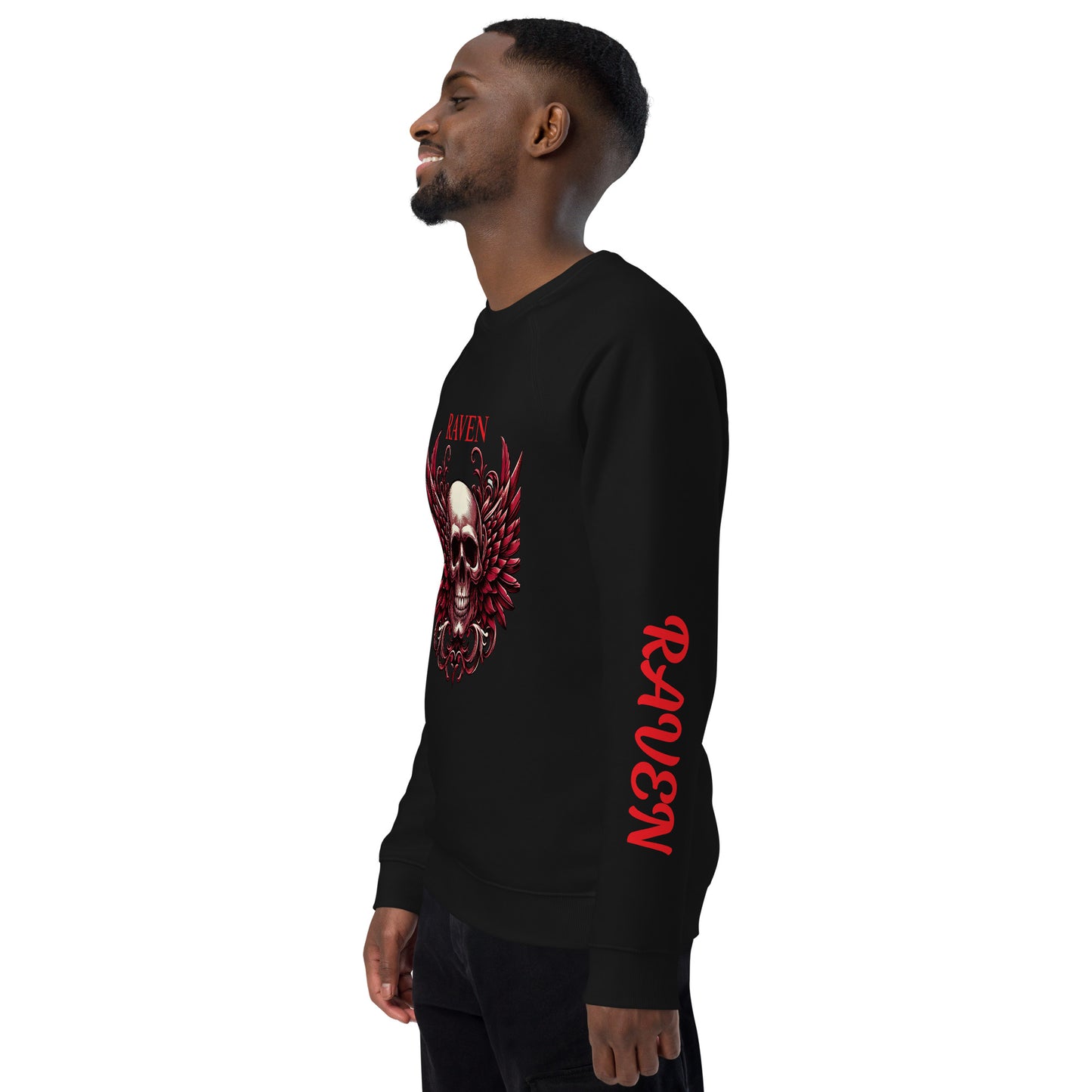 Red Skull organic raglan sweatshirt