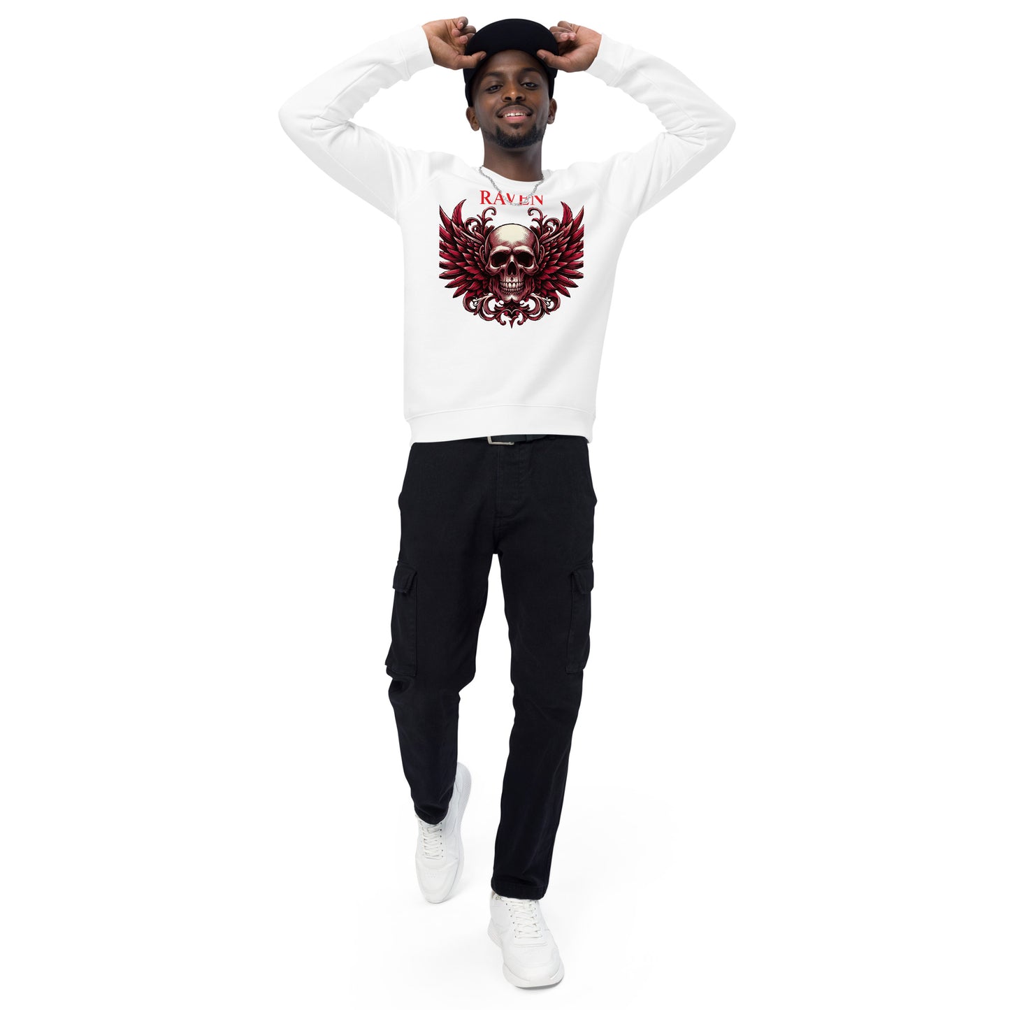 Red Skull organic raglan sweatshirt