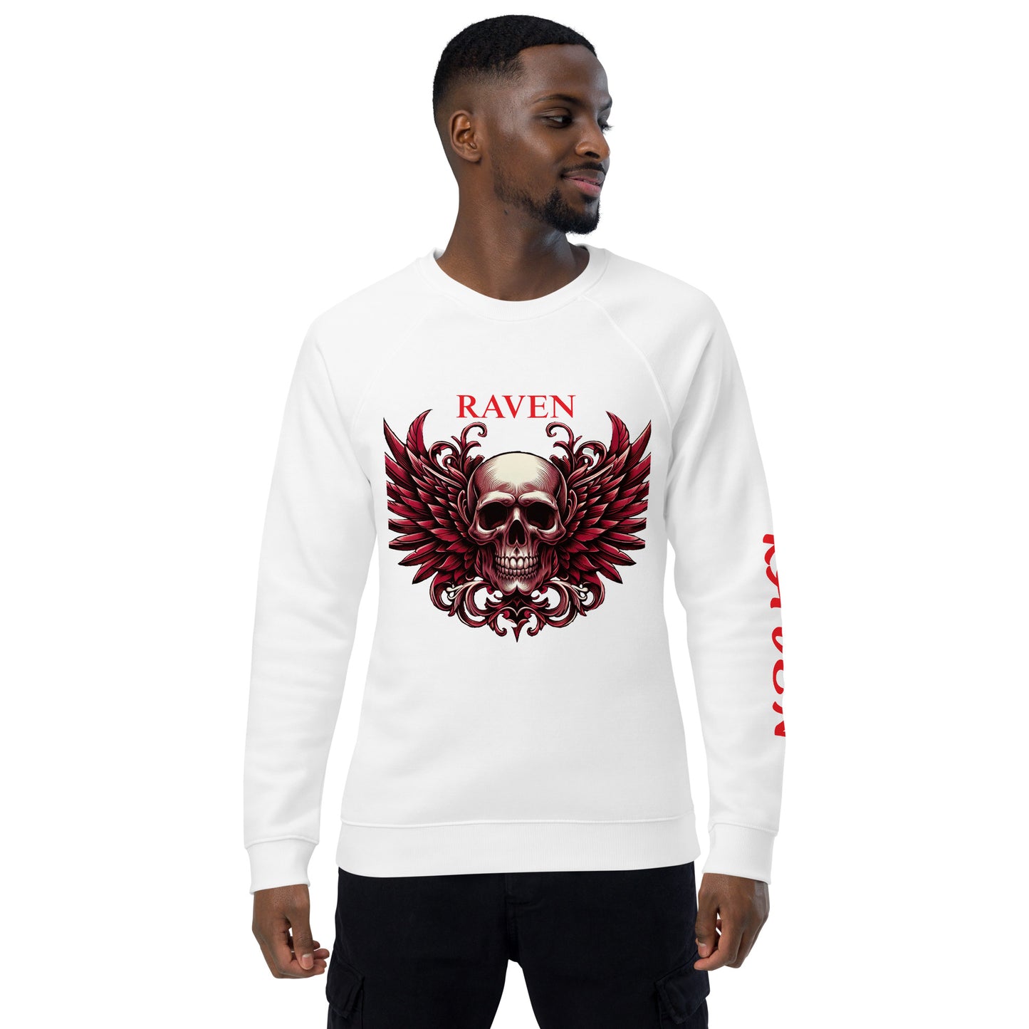 Red Skull organic raglan sweatshirt