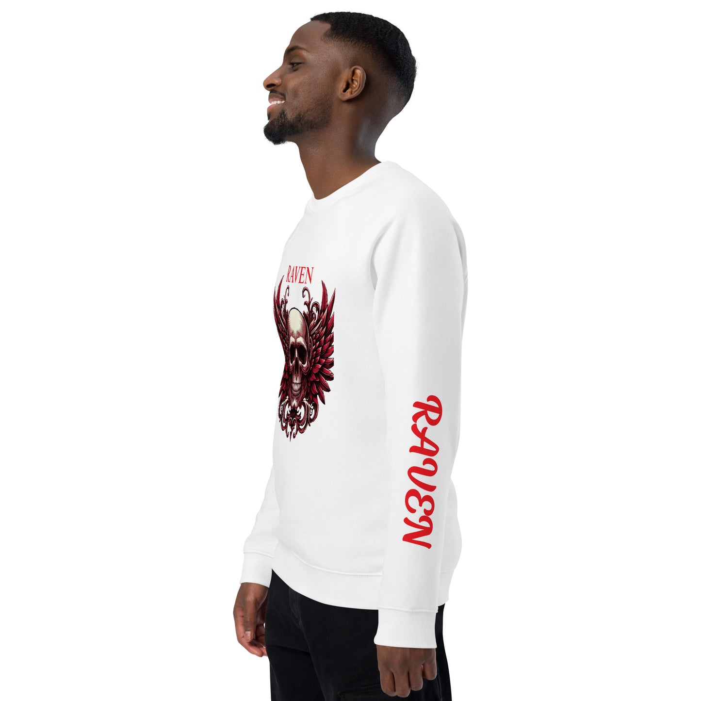 Red Skull organic raglan sweatshirt