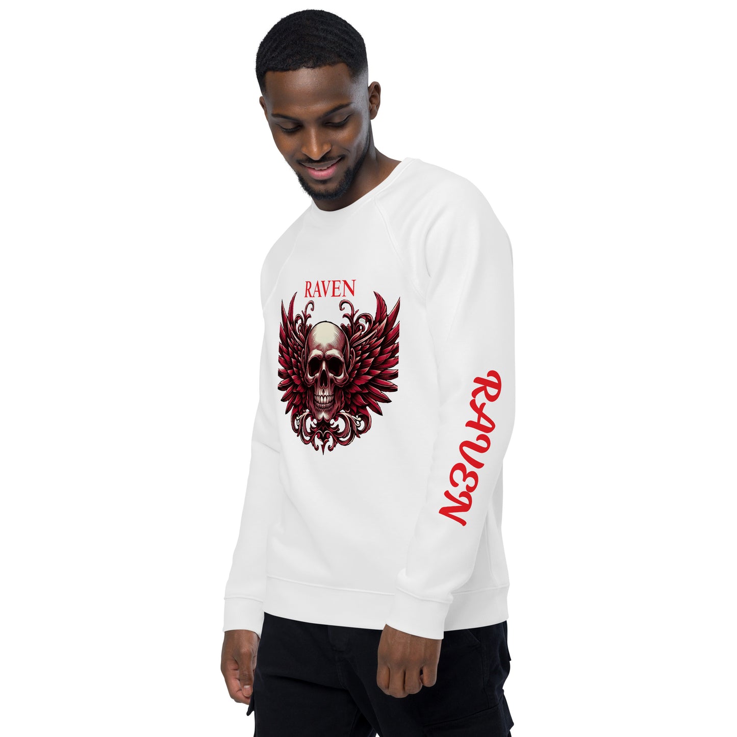 Red Skull organic raglan sweatshirt